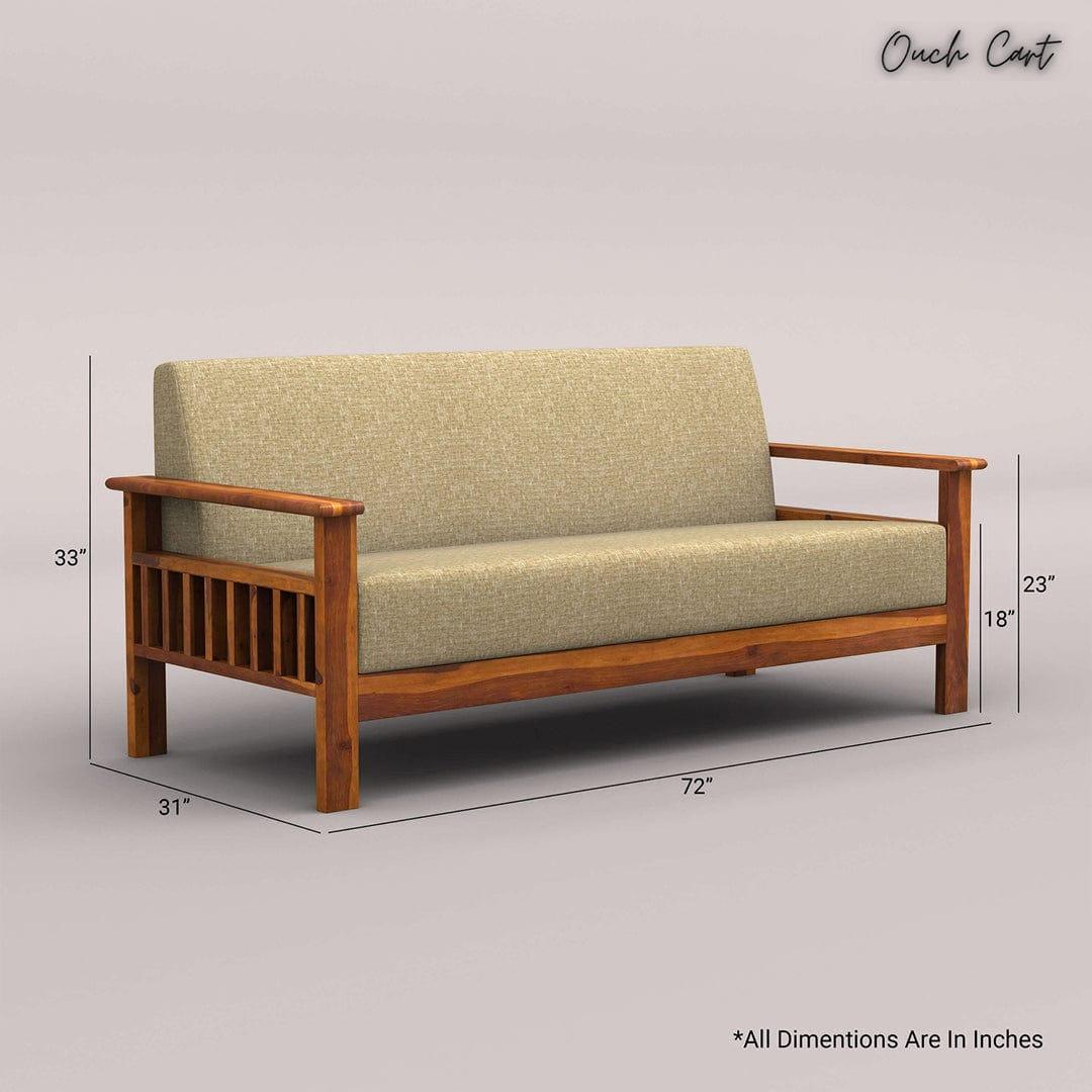 EDWIN 3+1+1 WOODEN SOFA SET (HONEY FINISH) - Ouch Cart 