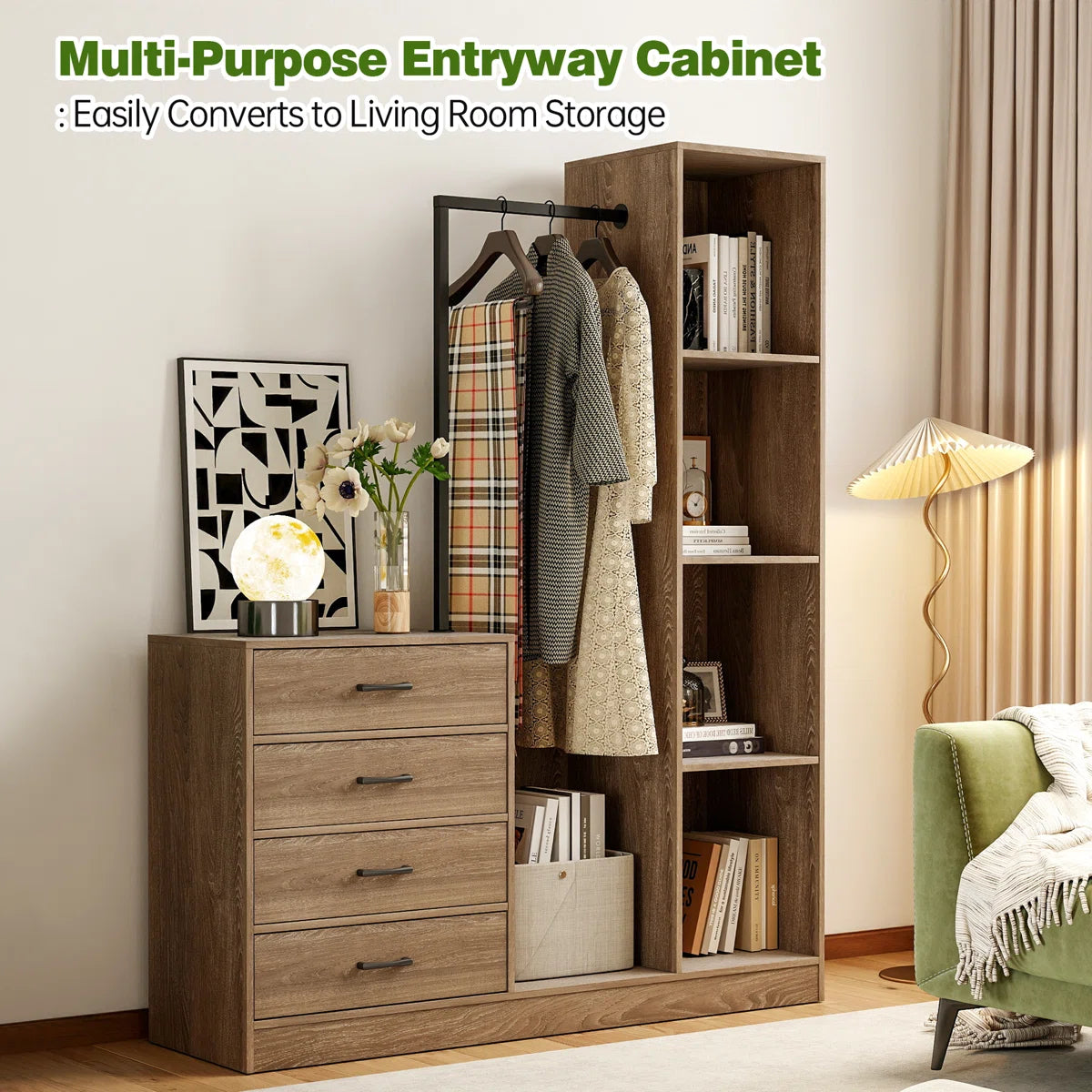 71'' Entryway Wardrobe Cabinet With Drawers And Storage