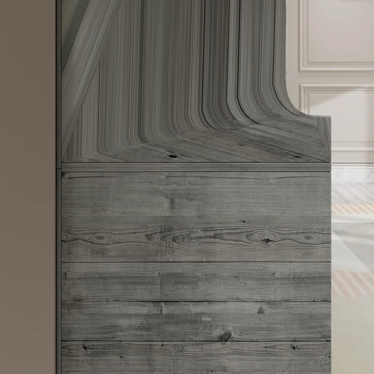 Open Wooden Wardrobe In Bedroom