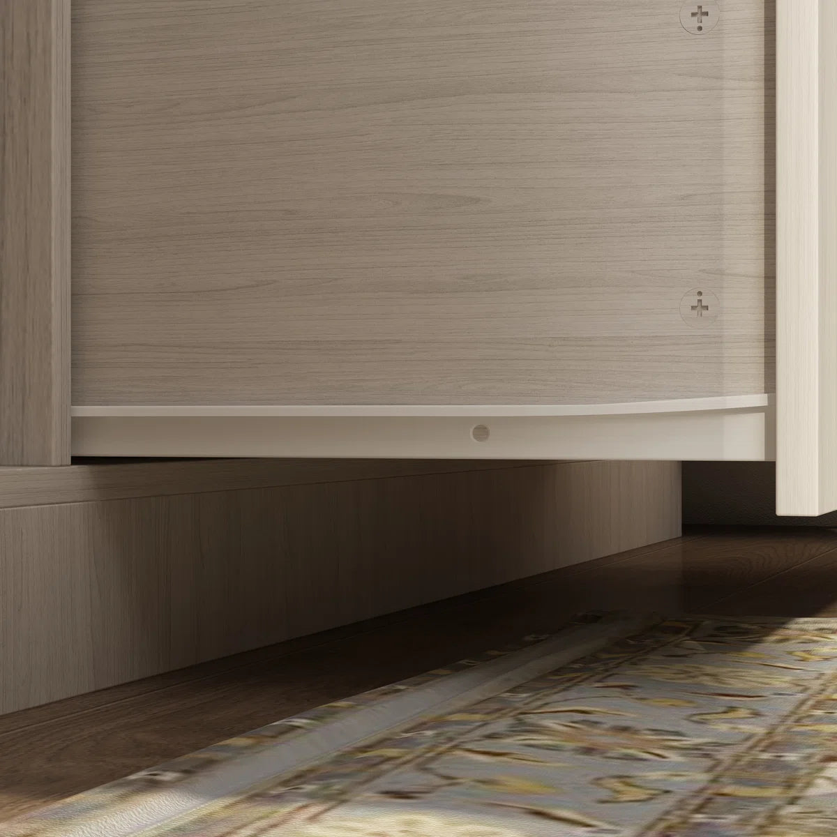 Elegant 4-Door Wardrobe With Frosted Glass Panels, Brass Handles, And Ample Storage Space – Adjustable Shelves And Large Drawers For Modern Organization