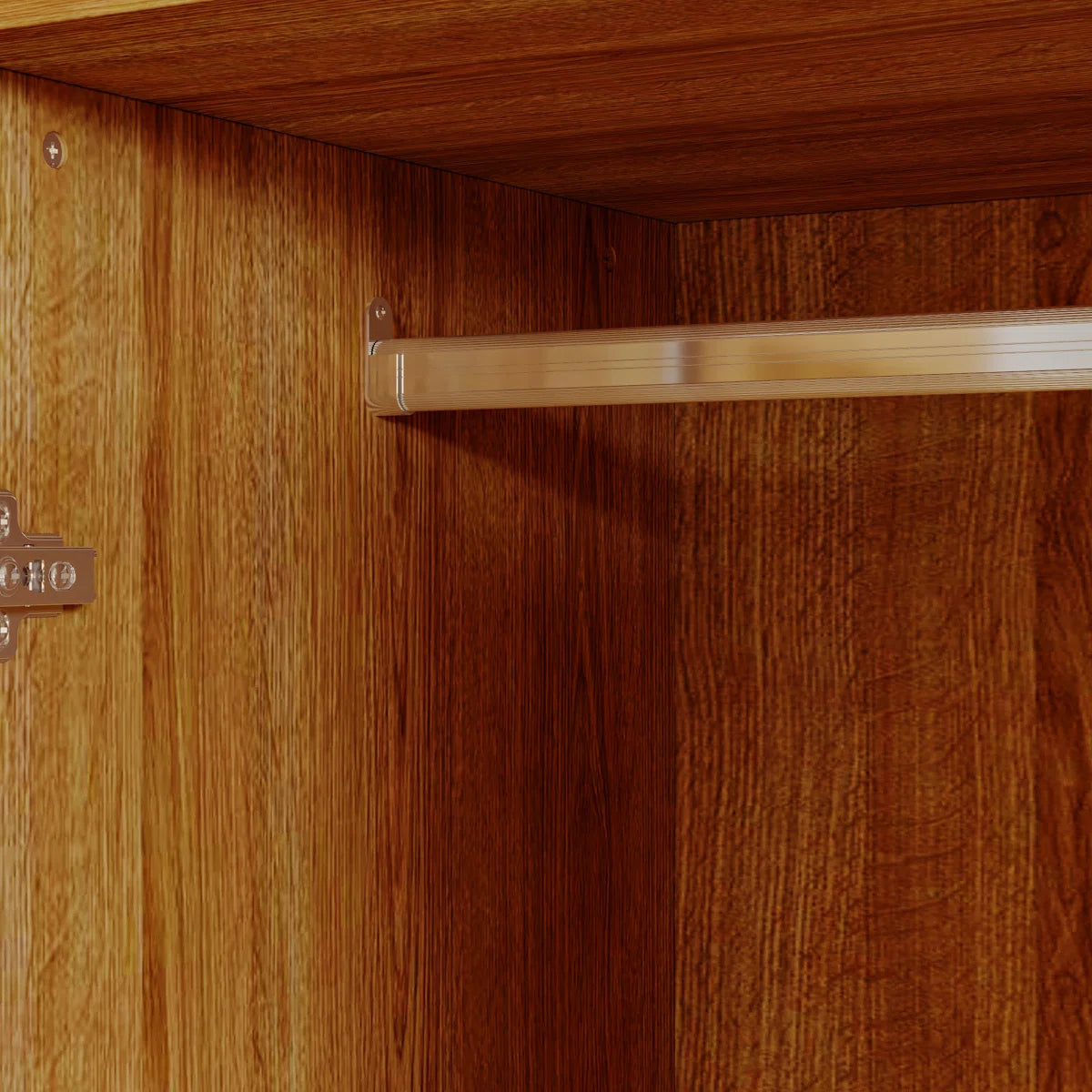 62.8" Wide 4-Rattan Door Wardrobe Closet Set With 4 Drawers & Anti-Tip Design