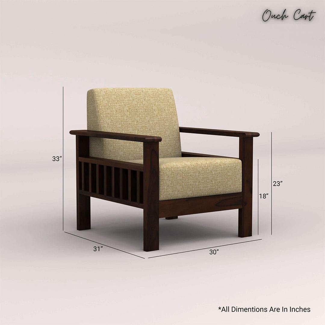 EDWIN 3+1+1 WOODEN SOFA SET (WALNUT FINISH) - Ouch Cart 
