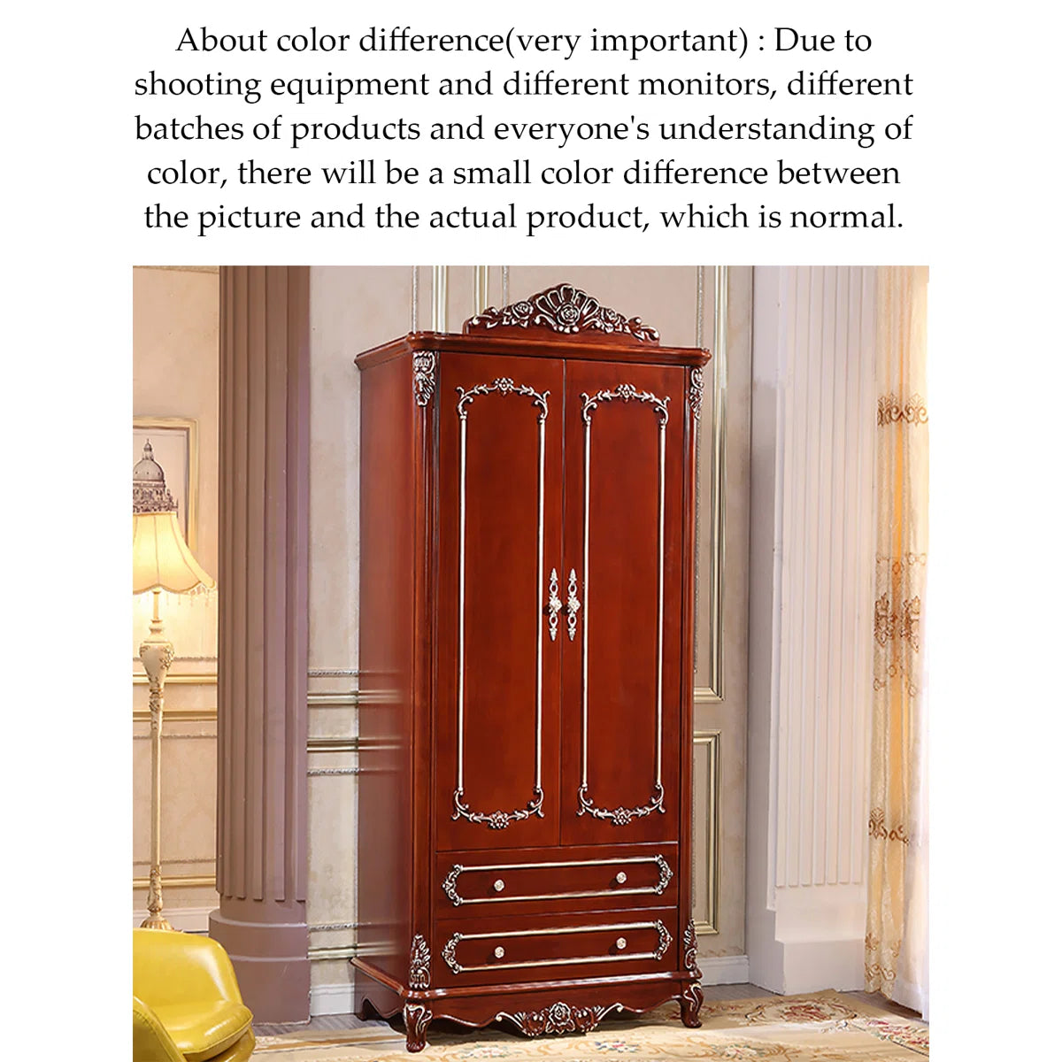 European-Style Oak Carved Wardrobe