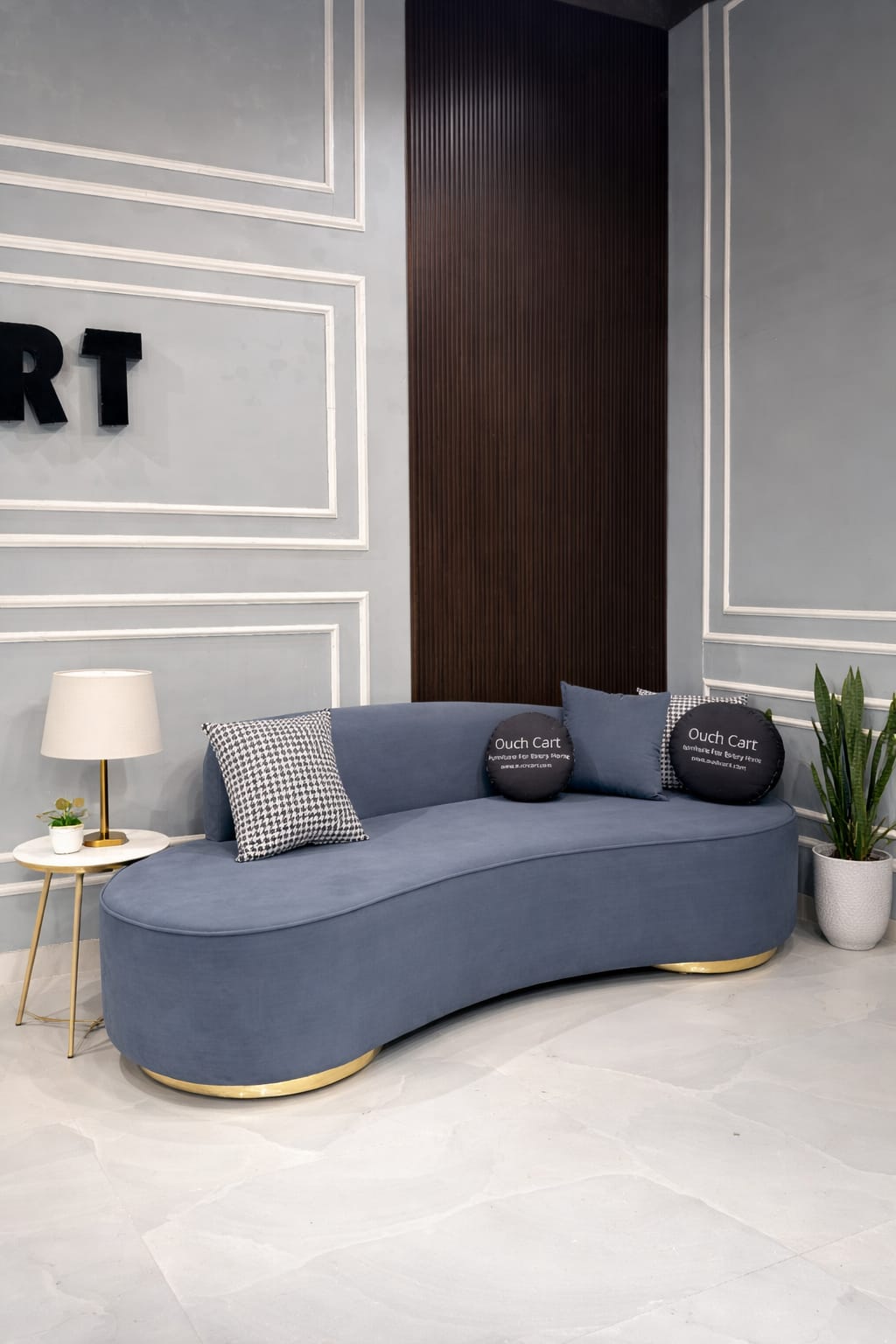 Boucle Fabric 3 Seater Curve Sofa In Melange Grey Colour