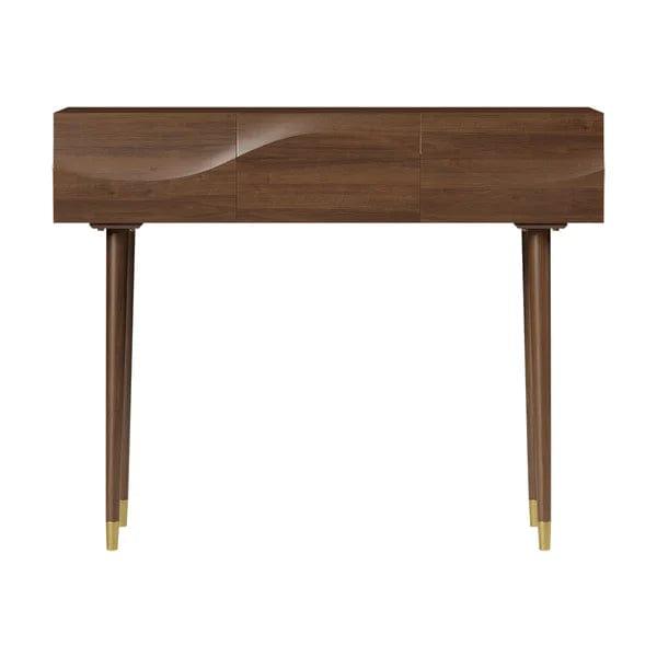 Mitsuki Century Walnut Console Table with 3 Drawers Solid Wood Entryway Table with Storage - Ouch Cart 