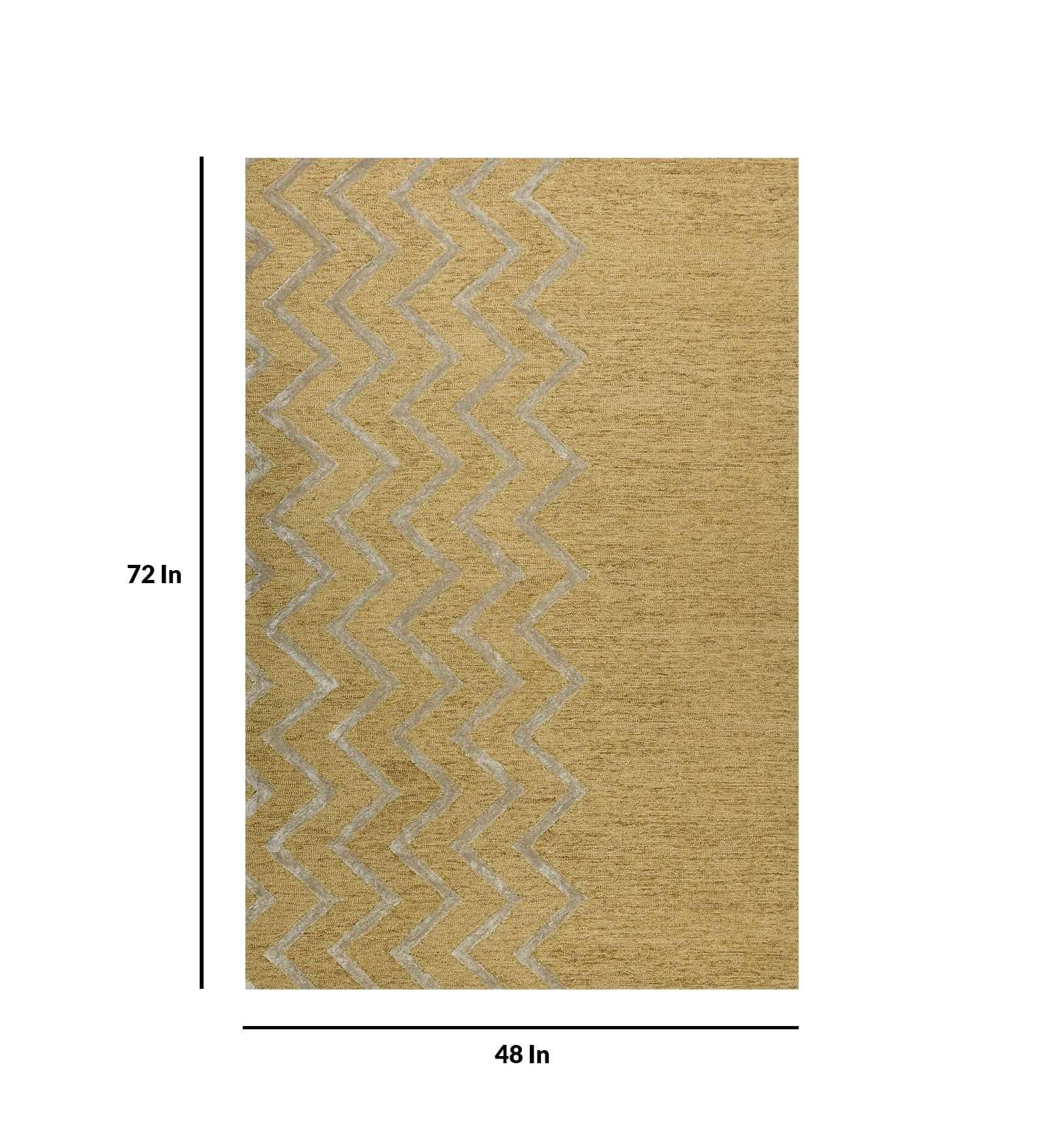 GOLD Wool & Viscose Canyan 4x6 Feet Hand-Tufted Carpet - Rug - Ouch Cart 