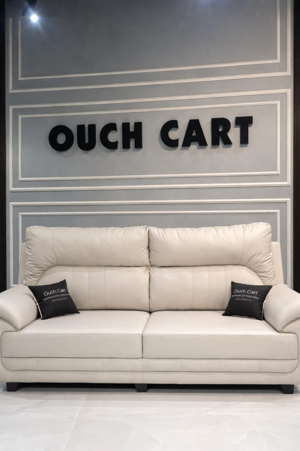 Leather 3 Seater Sofa in Cream Colour