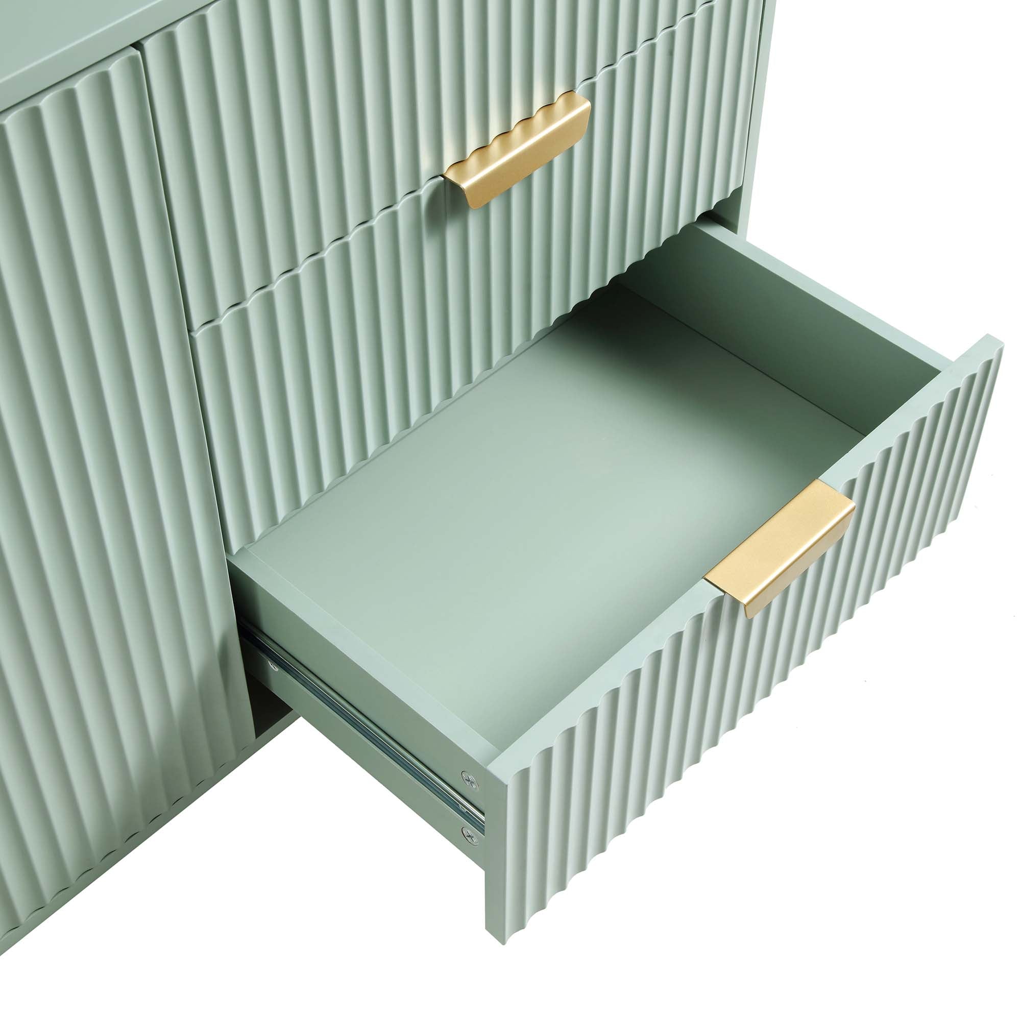 Modern Fluted Sideboard Cabinet with Drawers & Storage