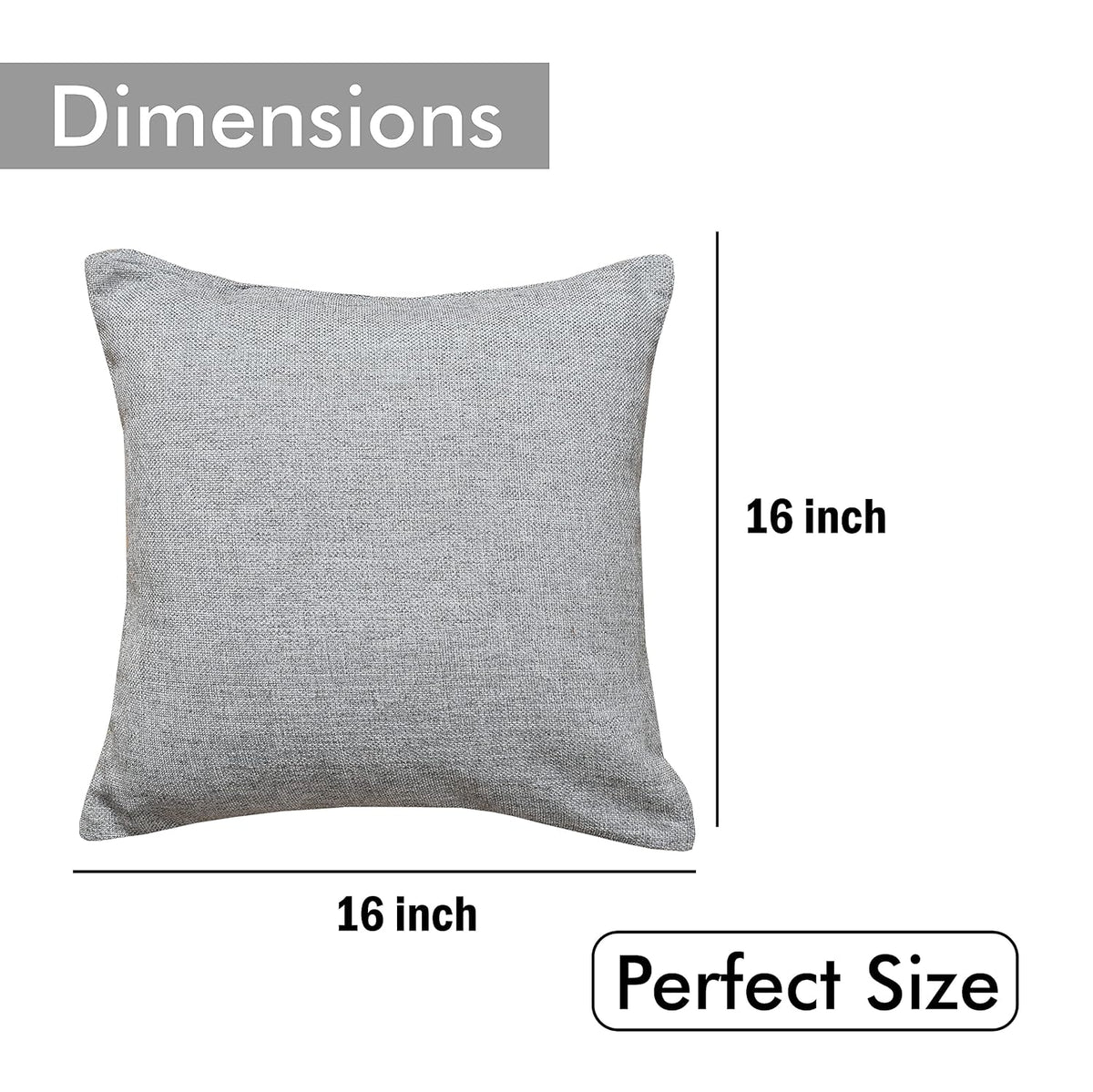 Self-Design Jute Cushion Covers 16 x 16 Inch, Pack of 5
