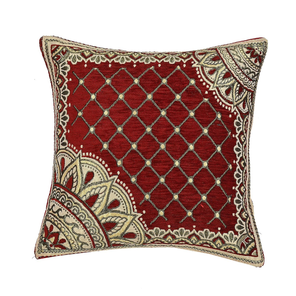 Graceful Embroidered Polyester Cushion Covers, 16 x 16 Inch, Set of 5