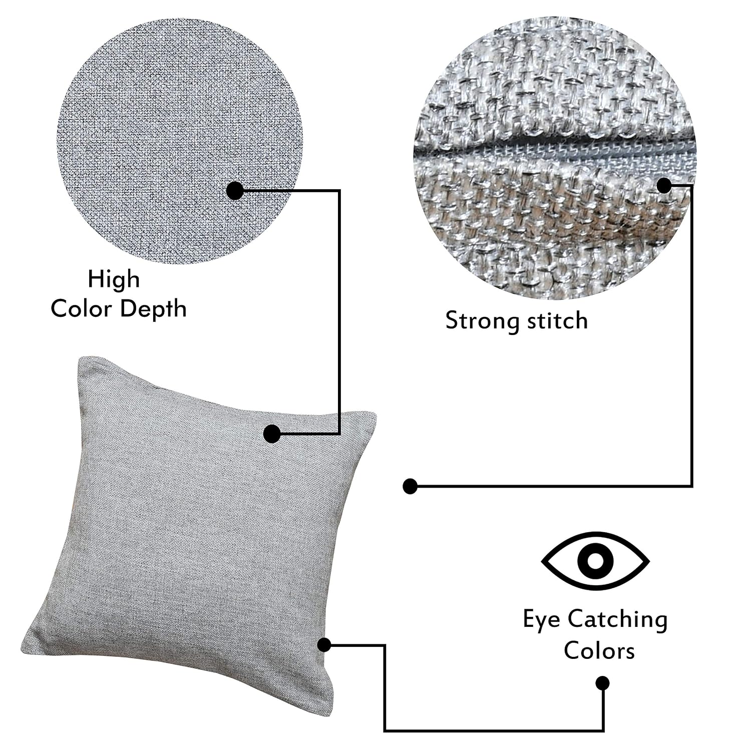 Self-Design Jute Cushion Covers 16 x 16 Inch, Pack of 5