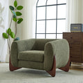 Ouch Cart Modern Bouclé Tuxedo Accent Chair with Wooden Frame & Cushioned Seat