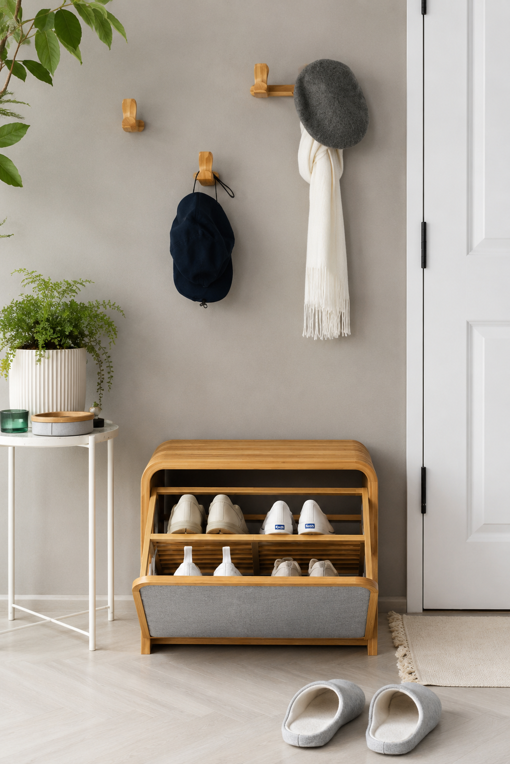 Bamboo Shoe Cabinet with Flip Drawer | Modern Space-Saving Shoe Storage Organizer | Wooden Entryway Shoe Rack for Home, Hallway & Bedroom