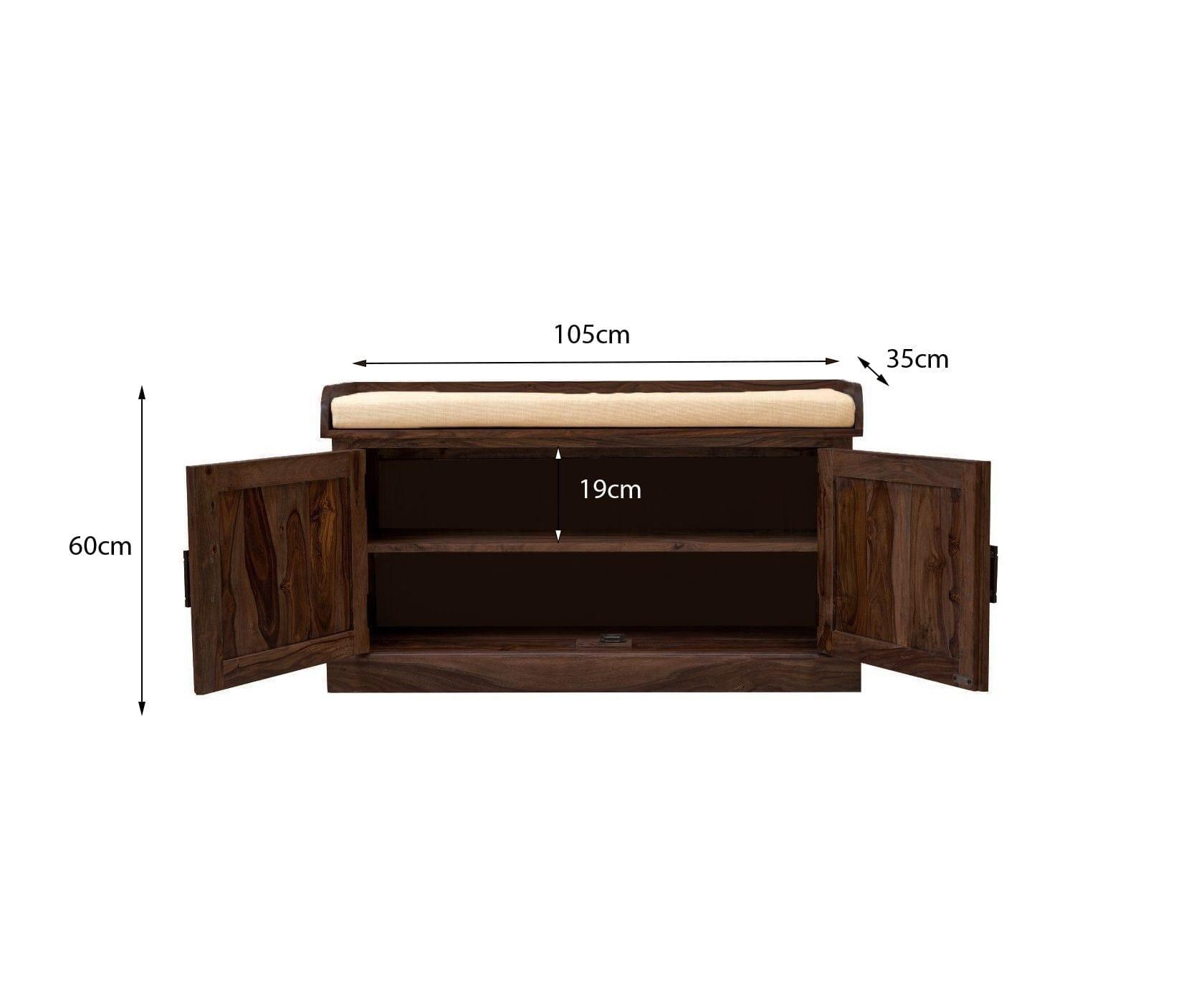 Sheesham Wood Hallway Storage Shoerack In Honey Finish