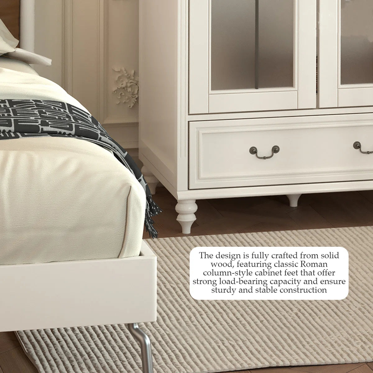 Creamy Retro Oak Arched Wardrobe