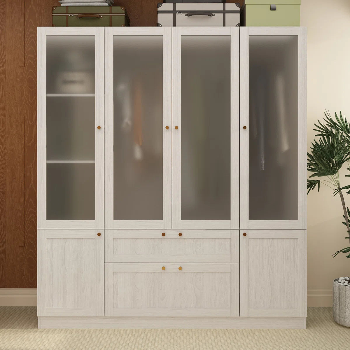 Sebi 6-Door 2-Drawer Armoire With Hanging Area & Storage Compartments