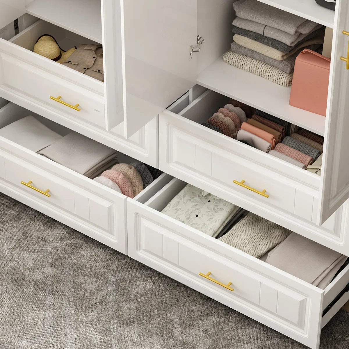 Wardrobe Set With Top Cabinet And Elegent Design