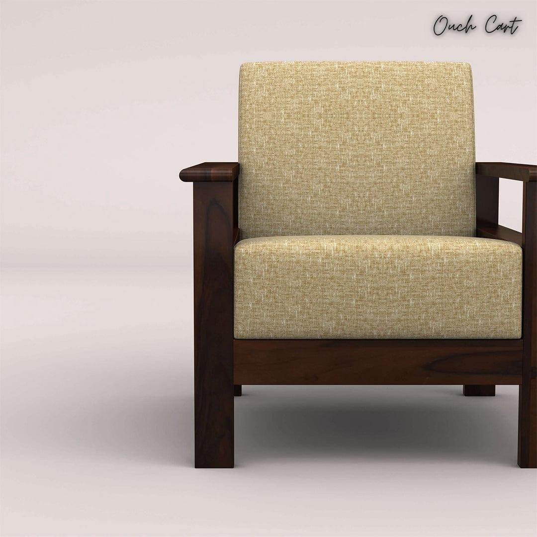 EDWIN 3+1+1 WOODEN SOFA SET (WALNUT FINISH) - Ouch Cart 