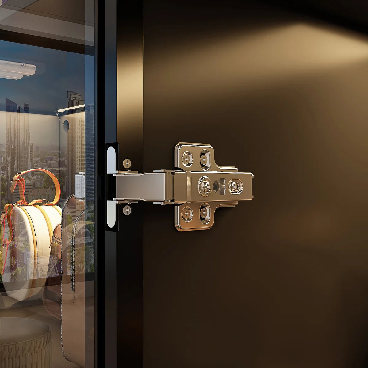 Maudena Armoire With Glass Door and LED Light