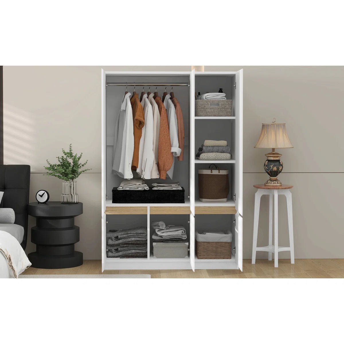 6-Doors Wooden Wardrobe Storage For Bedroom
