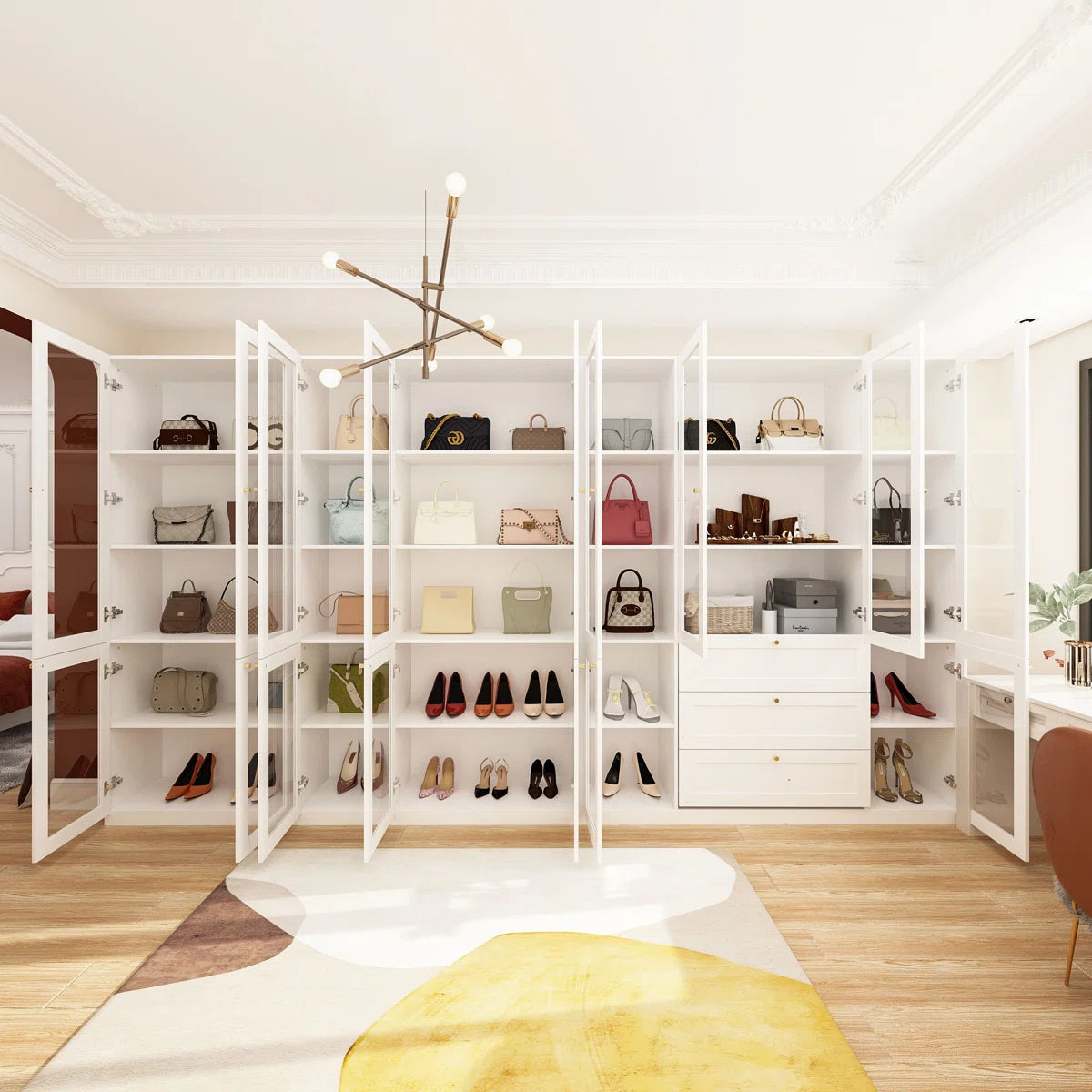 Bobbilee 141.7" Wide Armoire Wardrobe With 3 Drawers