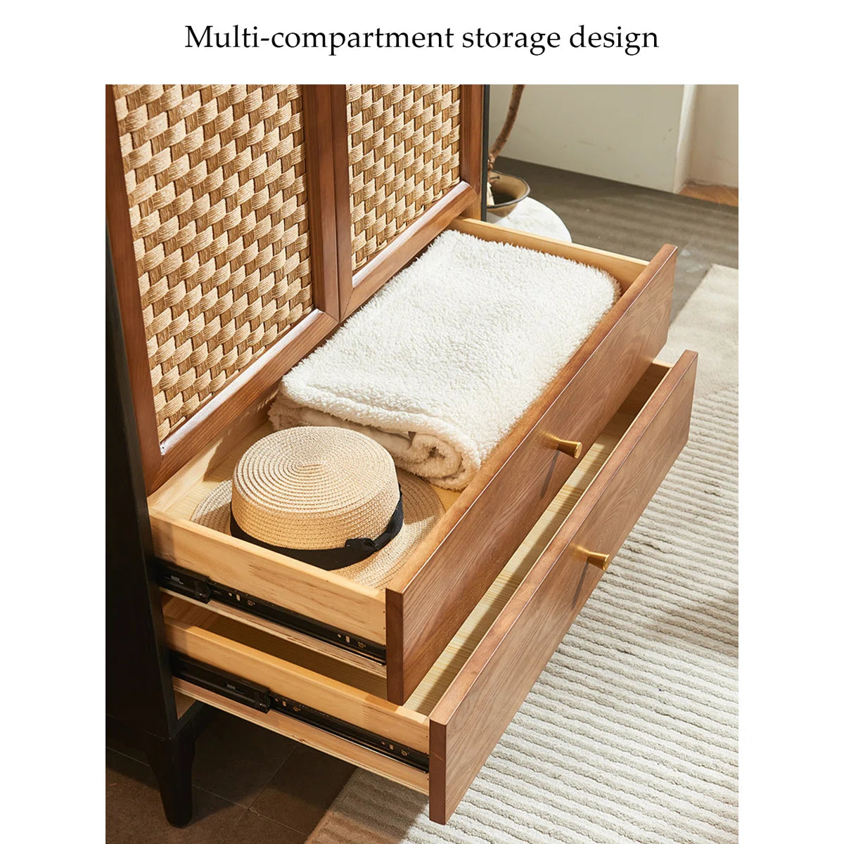 Mid-Century Style Solid Wood Wardrobe