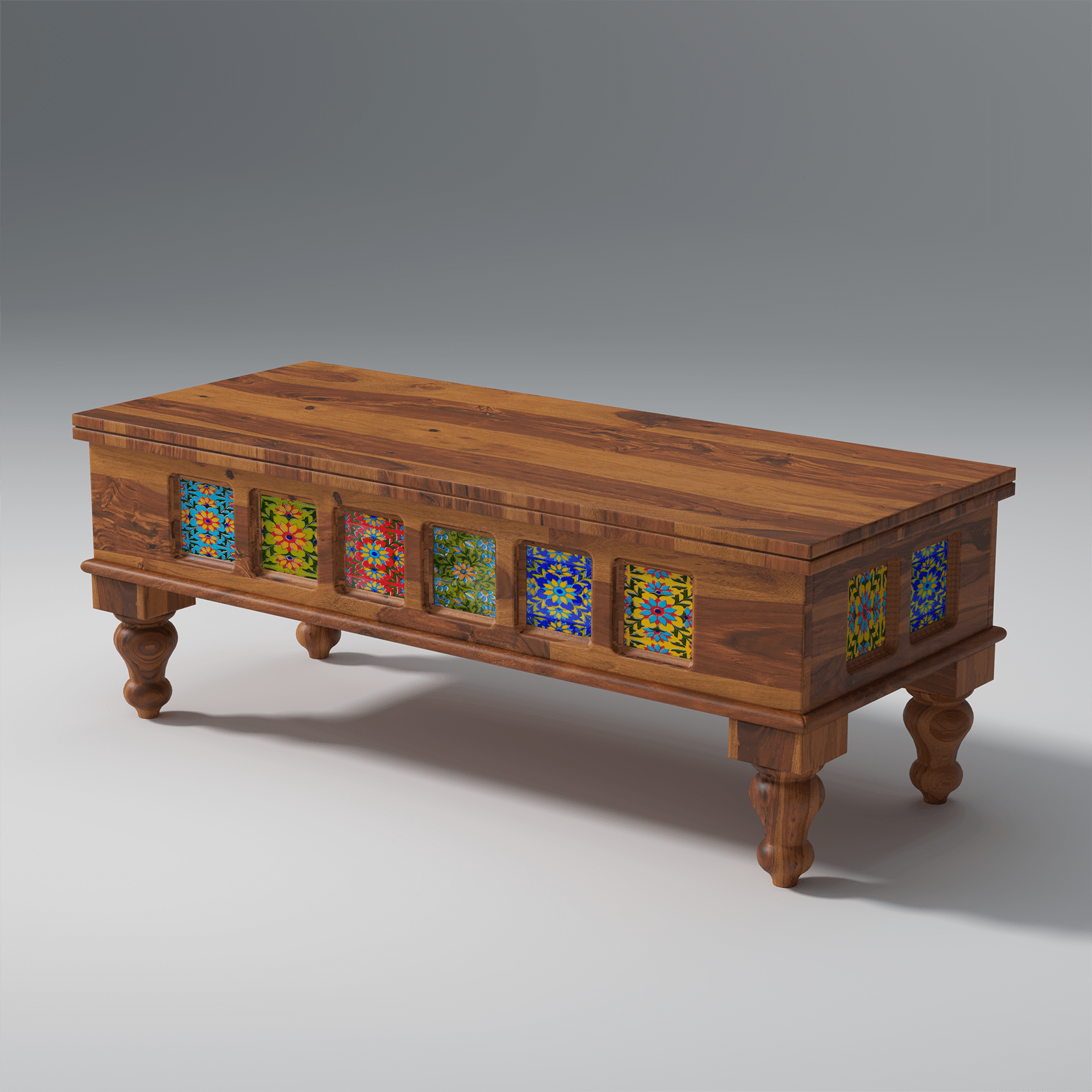 Keller Sheesham Wood Bench In Reddish Rosewood Finish