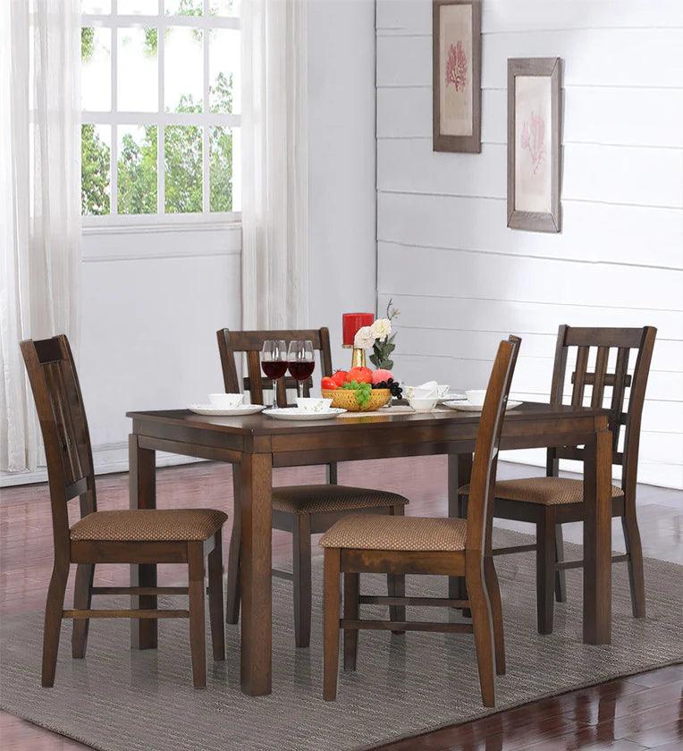 Solid Wood 4 Seater Dining Set in Brown Colour - Ouch Cart 