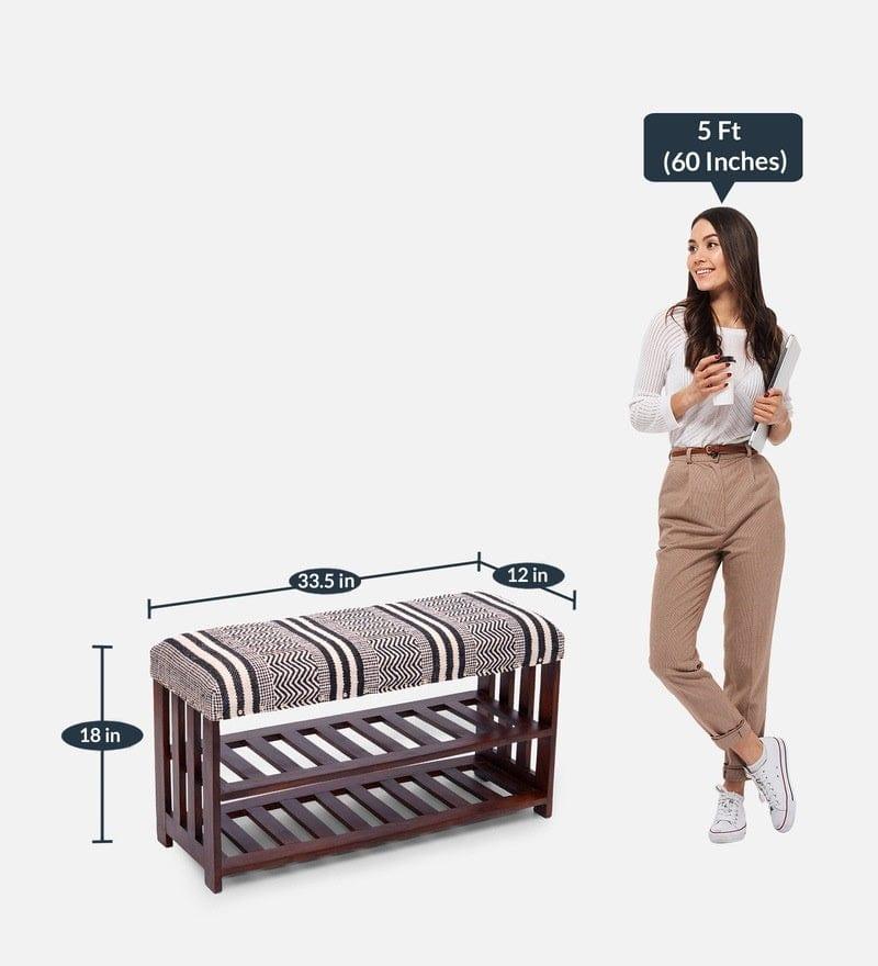 Panika Mango Wood Storage Bench In Cotton Brown Colour