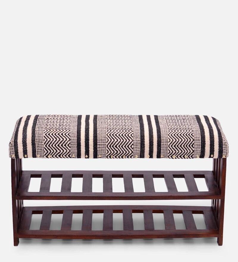 Panika Mango Wood Storage Bench In Cotton Brown Colour