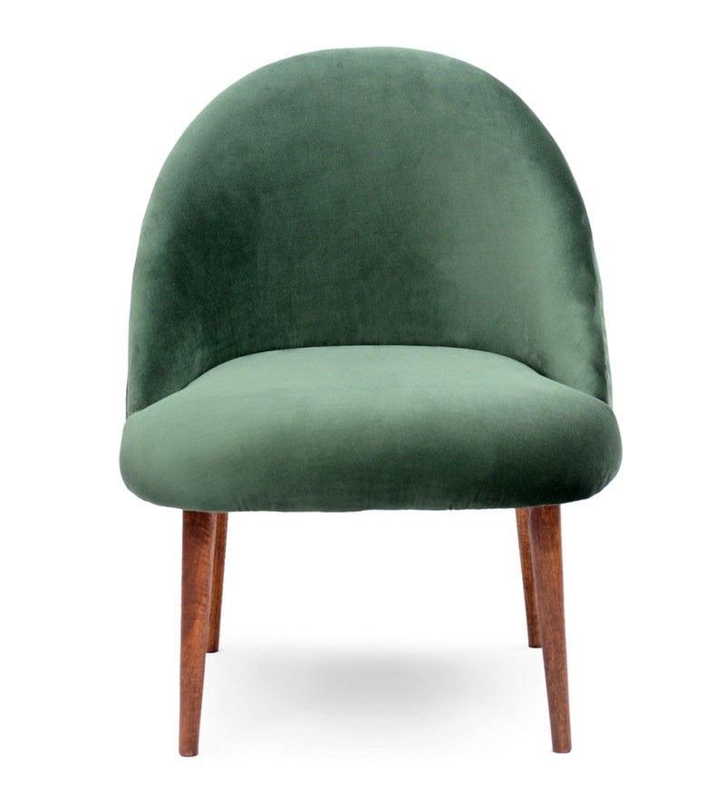 Stalley Mango Wood Arm Chair In Velvet Green colour - Ouch Cart 