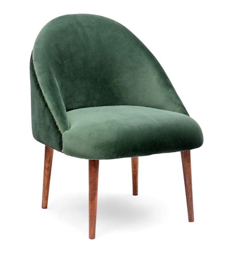 Stalley Mango Wood Arm Chair In Velvet Green colour - Ouch Cart 