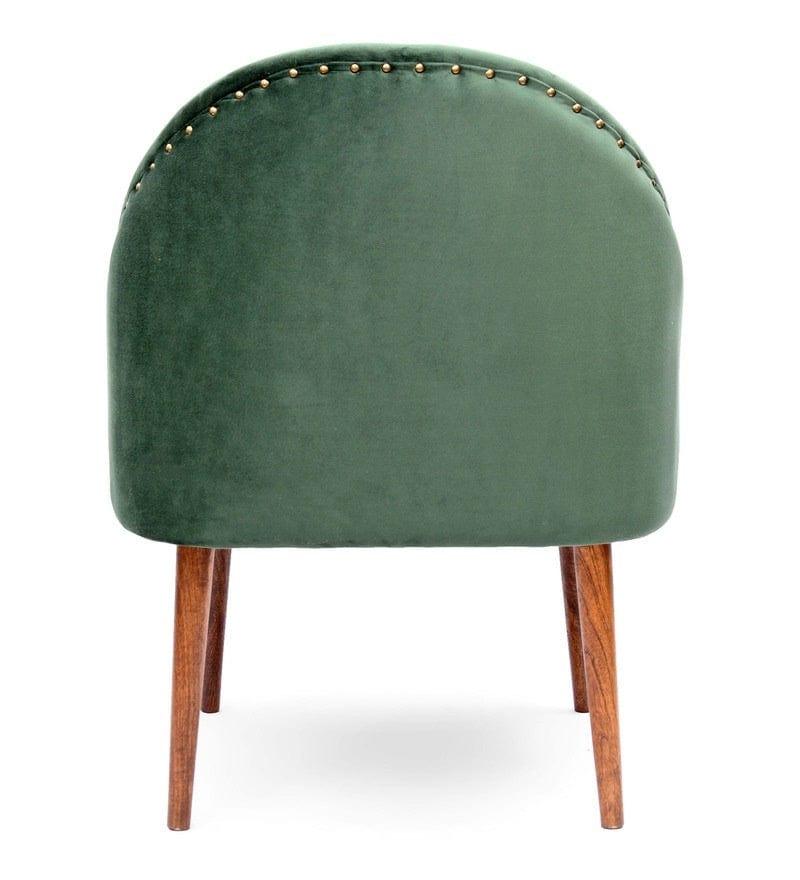 Stalley Mango Wood Arm Chair In Velvet Green colour - Ouch Cart 