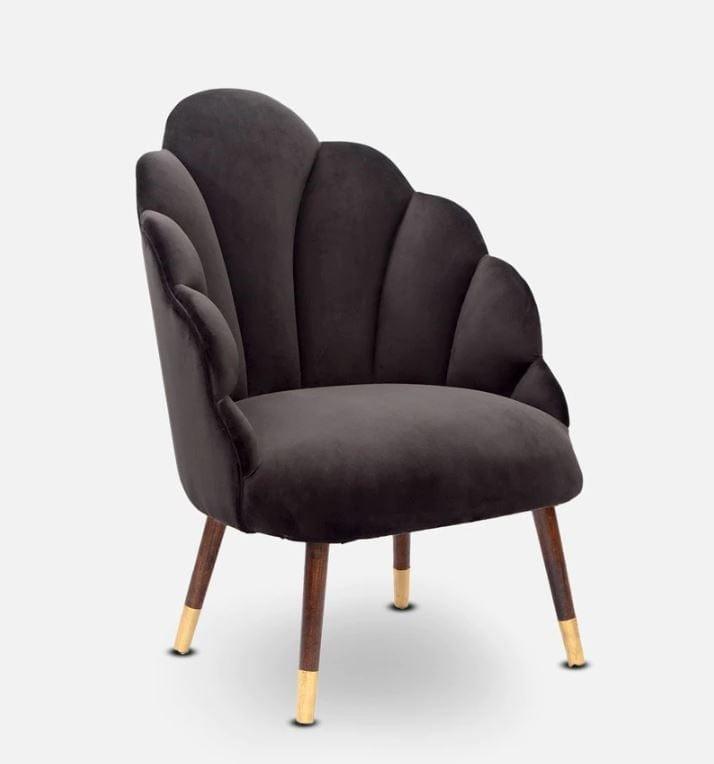 Avian Mango Wood Peacock Chair In Velvet Black colour - Ouch Cart 