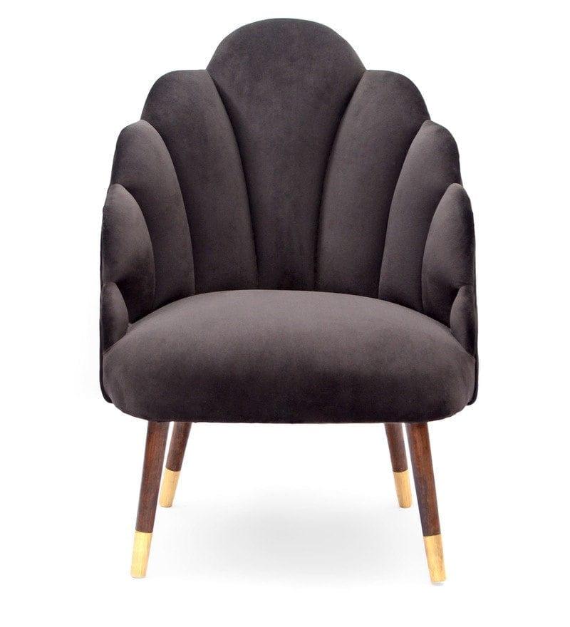 Avian Mango Wood Peacock Chair In Velvet Black colour - Ouch Cart 