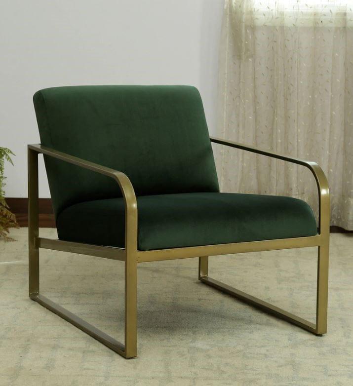 Morii Metal Chair In Velvet Green colour - Ouch Cart 