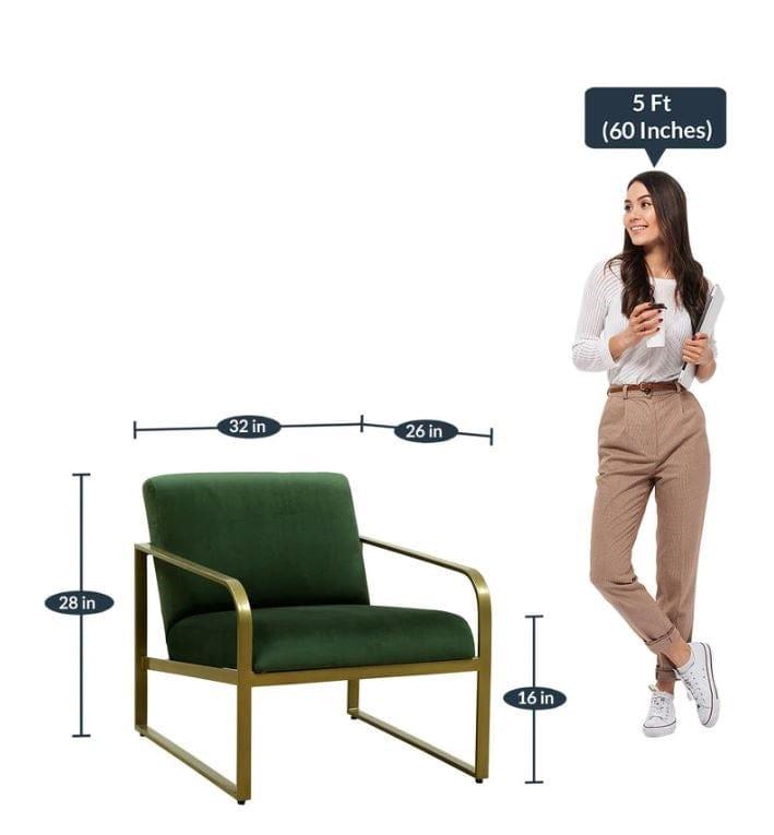 Morii Metal Chair In Velvet Green colour - Ouch Cart 