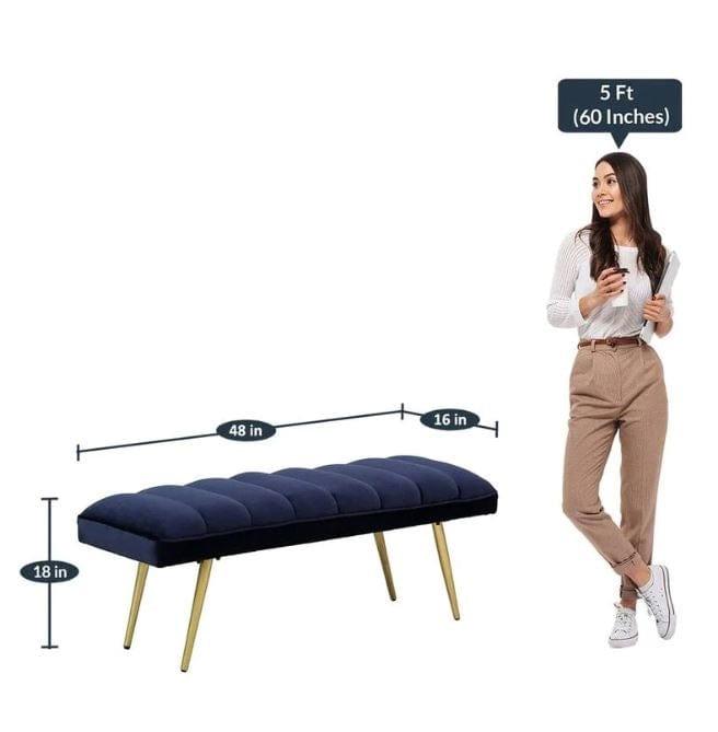 Dexter Metal Bench In Velvet Blue Colour - Ouch Cart 