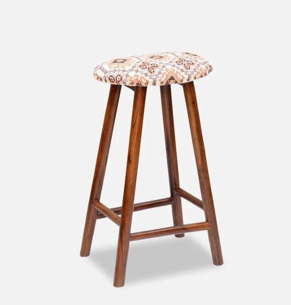 Cilly Mango Wood Bar Stool In Cotton Multicolour - Ouch Cart 