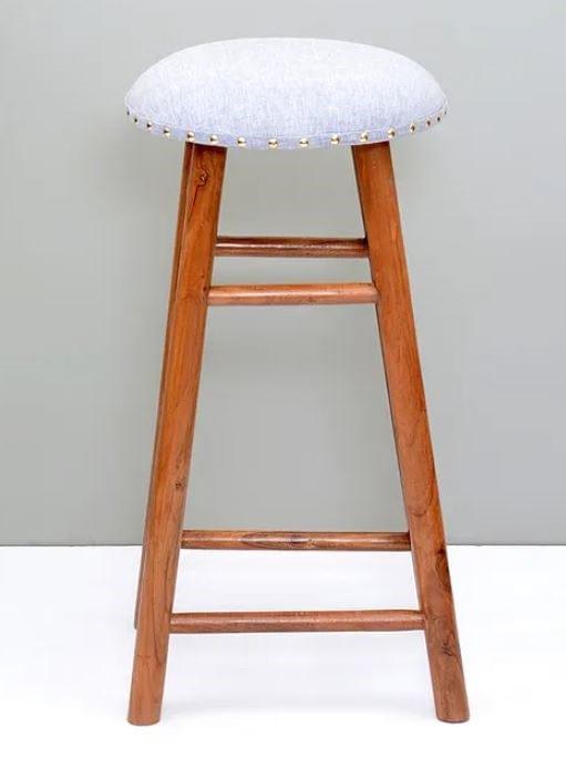 Bella Mango Wood Bar Stool In Cotton White Colour - Ouch Cart 