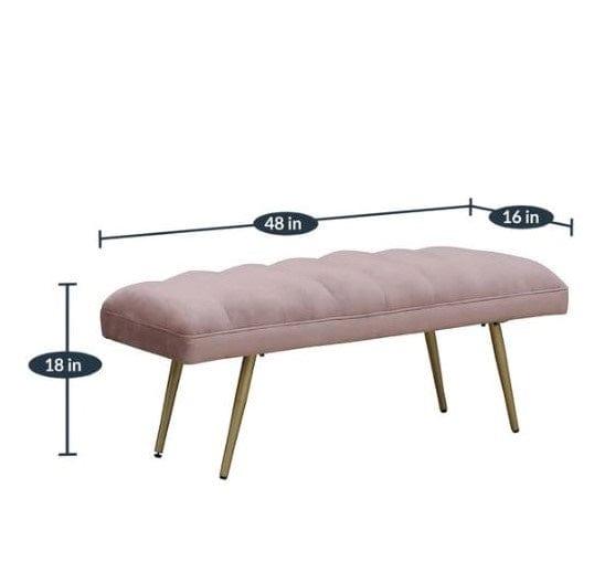 Dextro Metal Bench In Velvet Pink Colour - Ouch Cart 