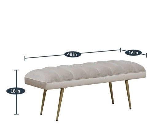 Milly Metal Bench In Velvet Grey Colour - Ouch Cart 