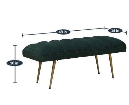 Hina Metal Bench In Velvet Green Colour - Ouch Cart 