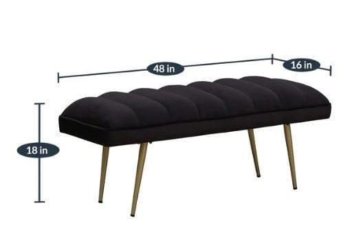 Buna Metal Bench In Velvet Black Colour - Ouch Cart 