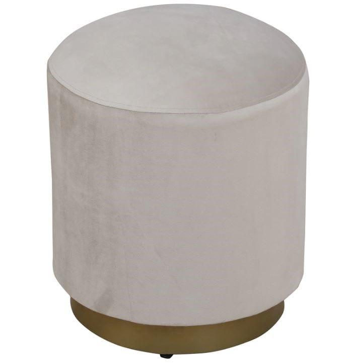 Kate Metal Pouff In Velvet White Colour - Ouch Cart 