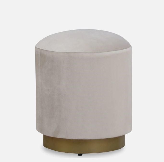 Kate Metal Pouff In Velvet White Colour - Ouch Cart 