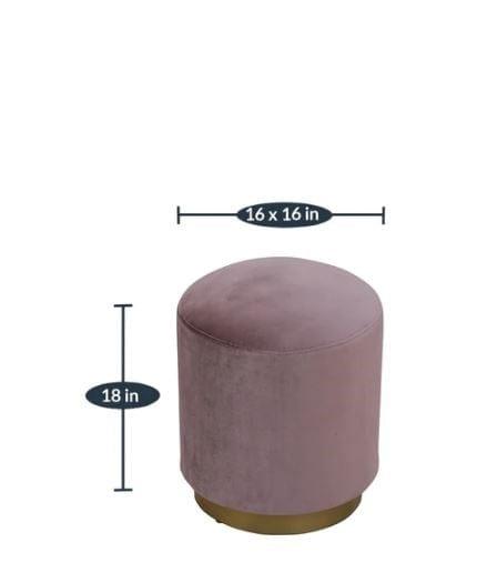 Tina Metal Pouff In Velvet Pink Colour