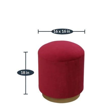 Bikina Metal Pouff In Velvet Red Colour - Ouch Cart 