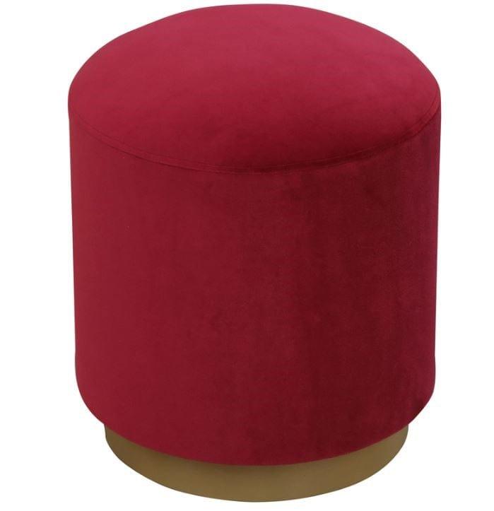 Bikina Metal Pouff In Velvet Red Colour - Ouch Cart 