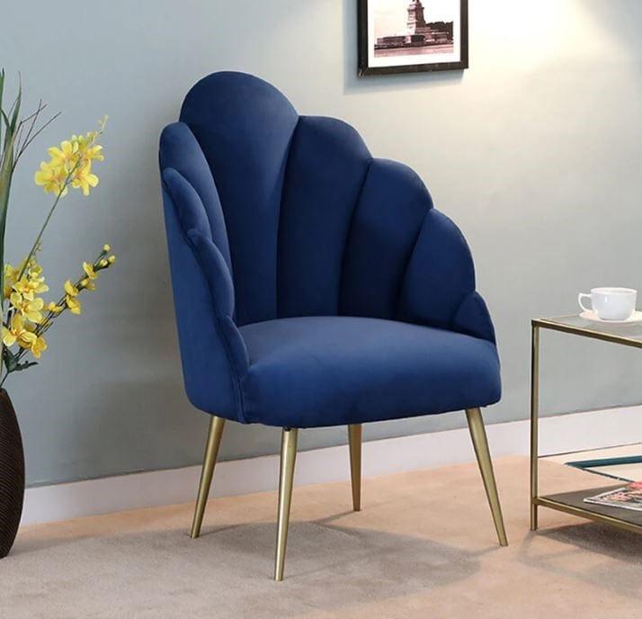 Avani Mango Wood Peacock Chair In Velvet Blue colour - Ouch Cart 